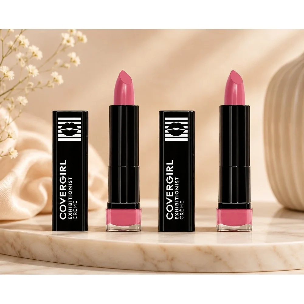 2 Pk CoverGirl Exhibitionist Creme Lipstick 480 Pink Sherbet 0.12 oz